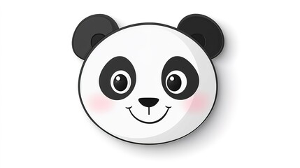 Naklejka premium Cute Panda Head Illustration on White Background