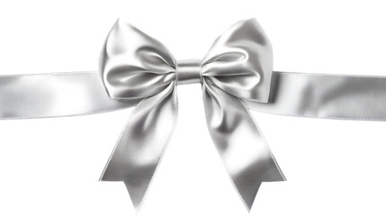 Fototapeta premium Silver Ribbon Bow isolated on white background