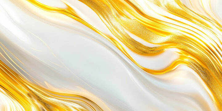 3D smooth glossy wave liquid abstract nail polish cosmetic flow curve fashion beauty gold white background