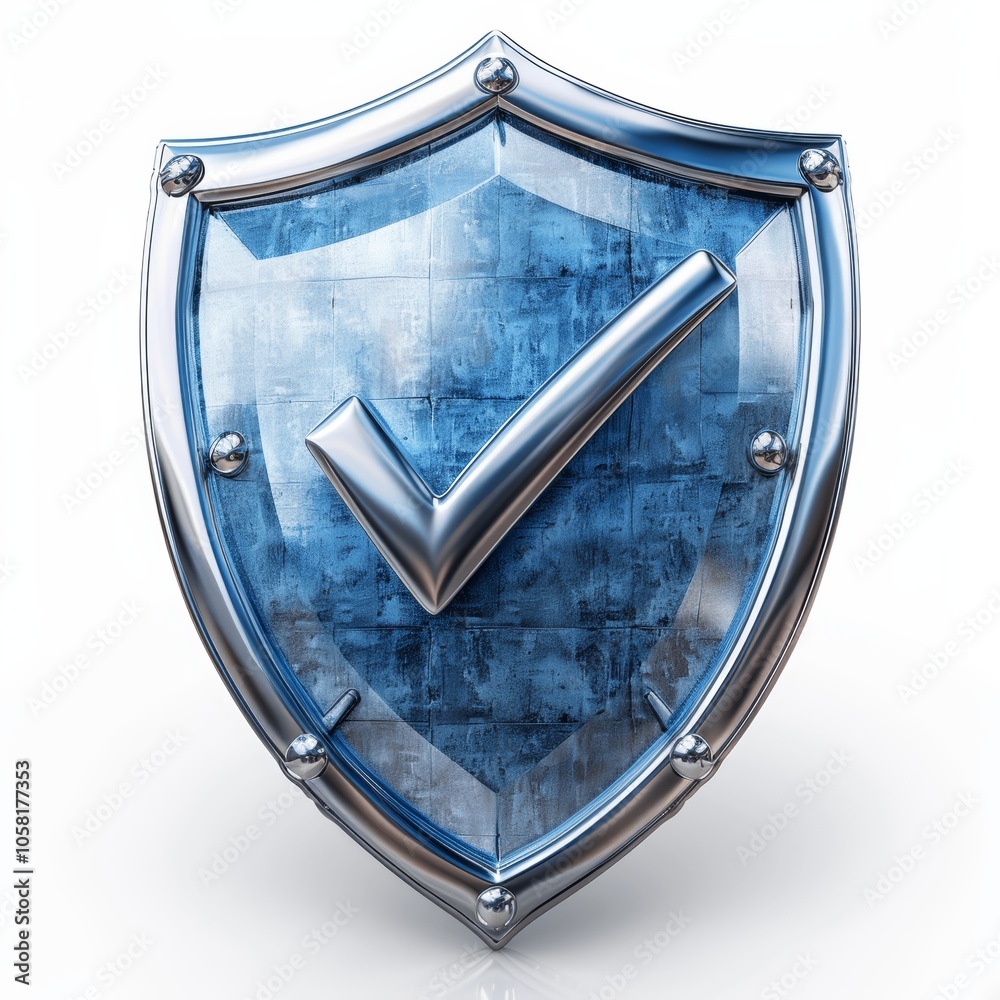 Aufkleber Blue Shield Icon for Security and Protection Concept in High-Resolution 3D Rendering