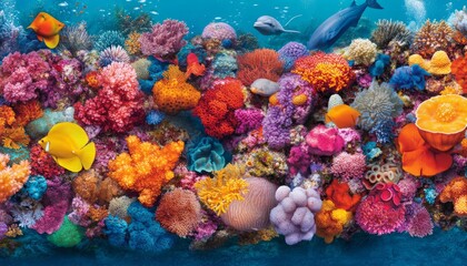 Obraz premium Vibrant coral reef teeming with life.