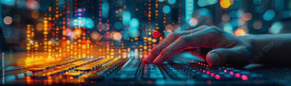 Poster Modern Business Financial Analysis Calculating Budget and Tax with Graph Growth in High-Quality Office Setting Futuristic Tech Stock Photo Contest Winner
