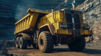 Yellow Dump Truck in a Quarry