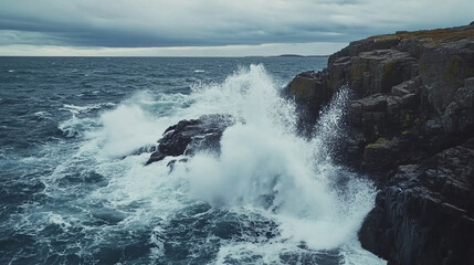 Fototapeta premium 荒れた海と波
