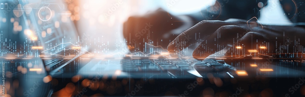 Poster businessman analyzing financial data on digital tablet with graph chart report. business strategy, m