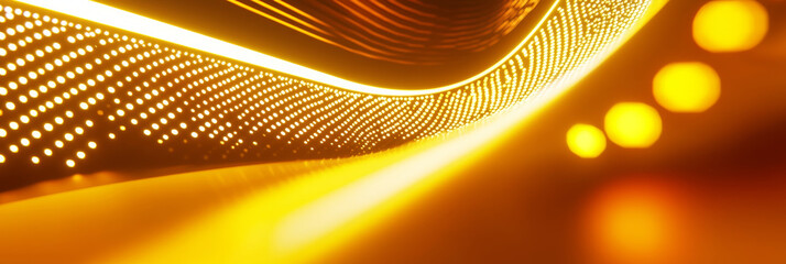 3D abstract curve speed line wave road tunnel with glitter swirl flowing, gold red and orange white beautiful shiny virtual space cosmetic shiny web tech car road black background