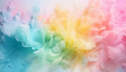 Obraz premium Abstract background with soft pastel colors. Blue, green, yellow, and pink swirl together in a dreamy, ethereal effect.