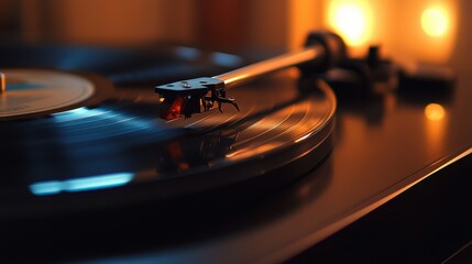 A calm evening of listening to vinyl records, enjoying the warmth