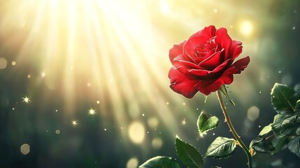 Obraz premium Single Red Rose in Soft Light