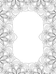 All these designs are hand-drawn and unique 
Flower Border is a Beautiful black and white illustration for adult coloring book,
This is a printable Beautiful Zentangle Coloring page for KDP Interior,