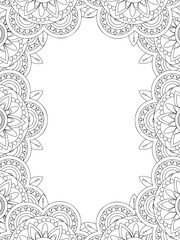 All these designs are hand-drawn and unique 
Flower Border is a Beautiful black and white illustration for adult coloring book,
This is a printable Beautiful Zentangle Coloring page for KDP Interior,