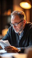 Man Reviewing Notes at Conference Table