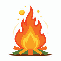 vector bonfire on white background