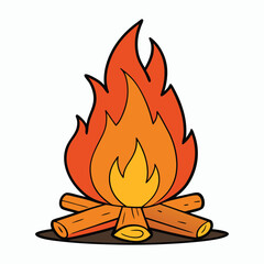 vector bonfire on white background