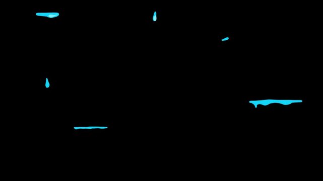 Set of liquid water drop splash cartoon style 4K animation