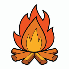 vector bonfire on white background