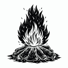 vector bonfire on white background