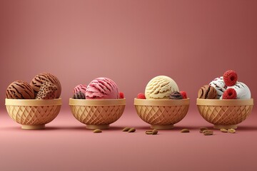 Assemble a collection of mouthwatering, multi-flavor ice cream. Generative Ai