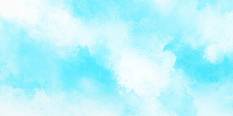 Abstract light blue watercolor cloudiness, mist, or smog background. light blue sky with white background and blurred pattern. Vivid textured aquarelle painted art design background.	
