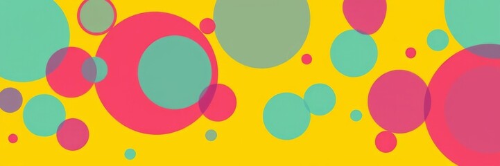 Abstract contemporary geometric pattern background featuring multicolored trendy yellow circles in a modern op art design, vector, background, circles