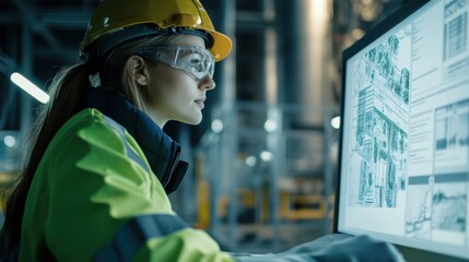 Engineer analyzing environmental data, studying the impact