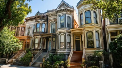 Elegant Victorian townhouse with detailed facades