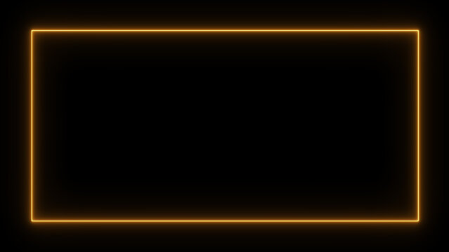 Neon, Glowing Neon rectangle frame. Fluorescent Energy Light Rectangle Frame.