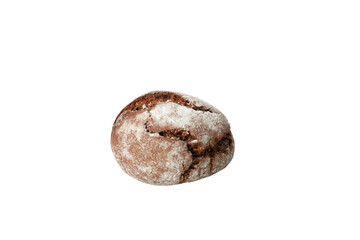 PNG, One chocolate crinkle cookie, isolated on white background