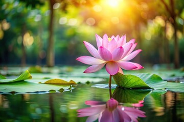 Obraz premium Lotus leaf and flower in pond for worship in Buddhism