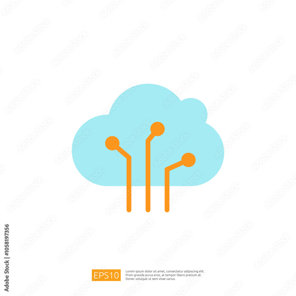 Poster the image depicts a stylized cloud with circuit-like lines emerging from it, symbolizing cloud compu