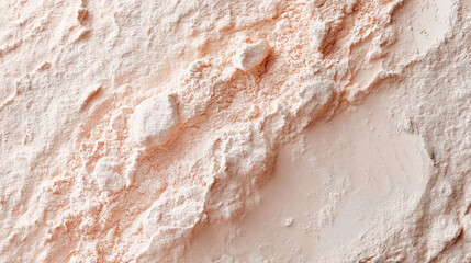 Closeup of white powder with textured lines. Abstract background with powdery surface.