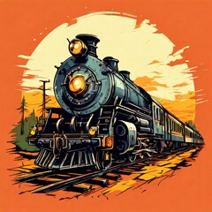 the AI Image Generator, Retro train yard at dawn, steam engines lined up