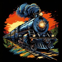 the AI Image Generator, Retro train yard at dawn, steam engines lined up