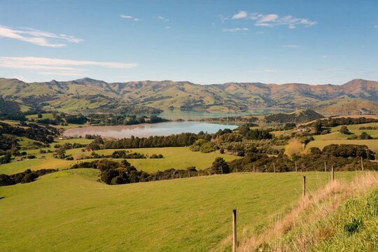 Canterbury Landscape Next to Akaroa: Scenic Views of Nature's Beauty