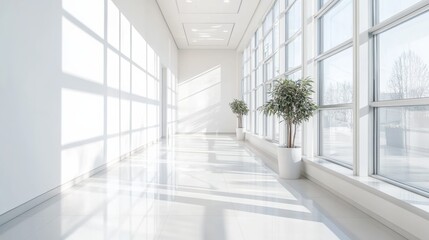 Fototapeta premium Empty Hallway with Soft Light from Windows