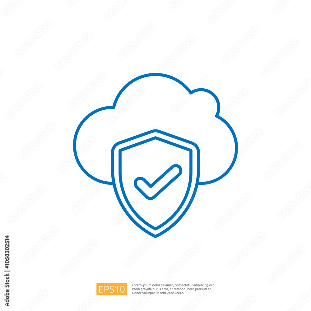Poster the image features a stylized cloud with a shield and a checkmark, symbolizing cloud security and pr