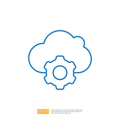 A simple graphic illustration of a cloud with a gear icon, symbolizing cloud computing and technology solutions.