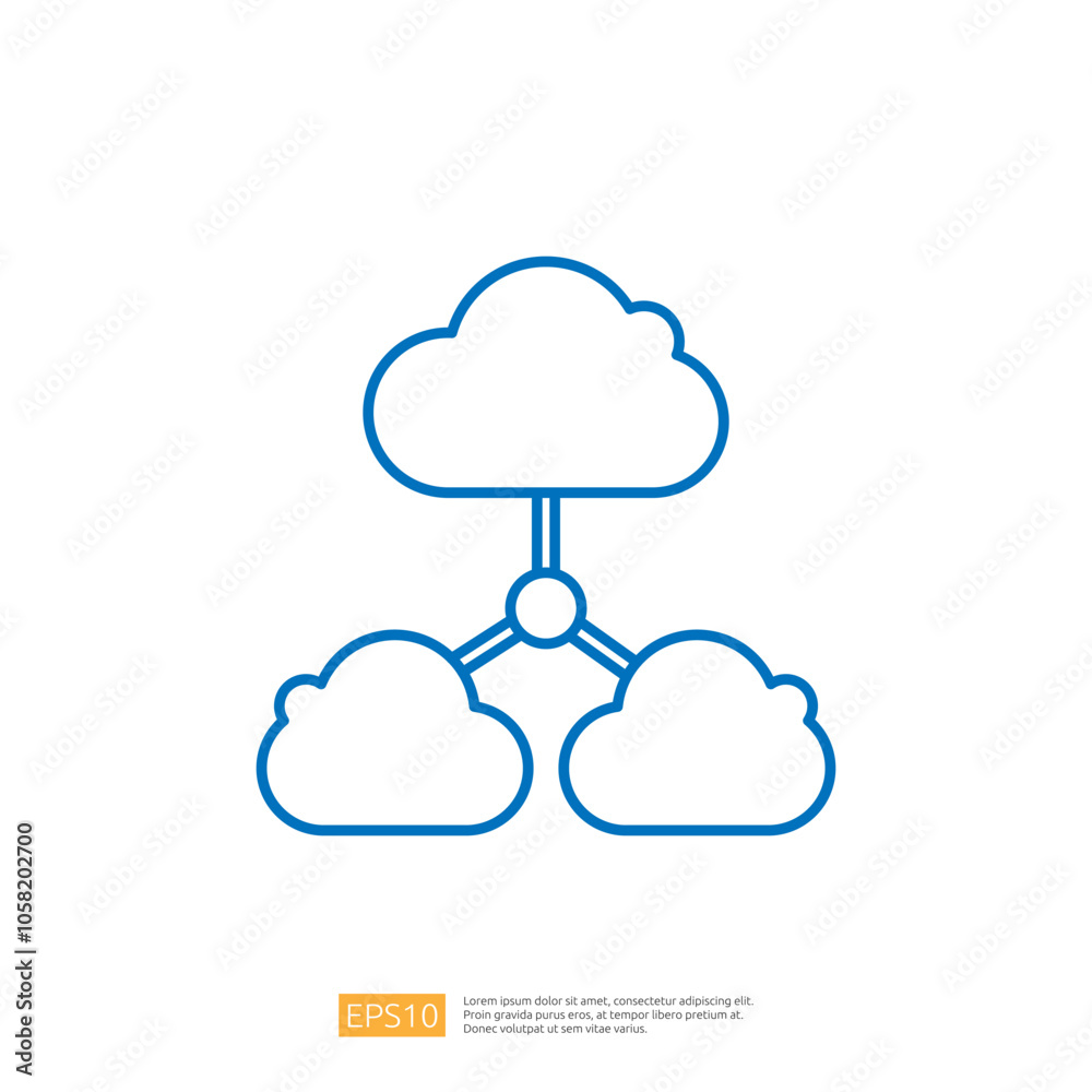 Poster this image features a simple graphic representation of cloud computing, showing three interconnected