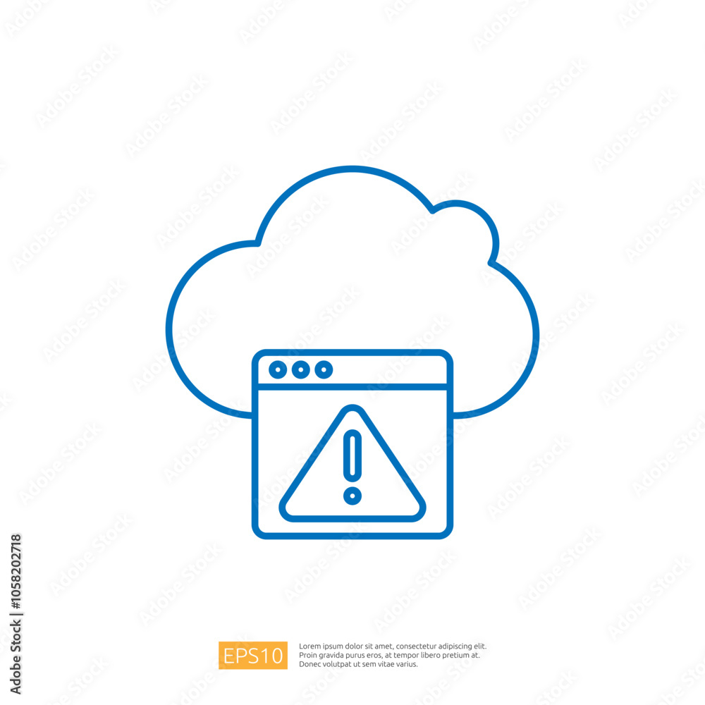 Poster a graphic representation of a cloud with an error message in a browser window, indicating a problem 