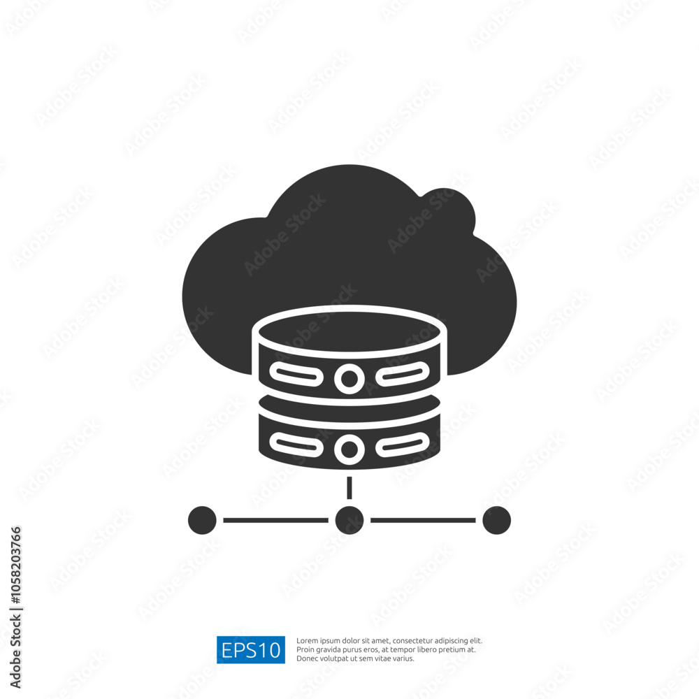 Poster the image depicts a cloud symbol above two stacked database servers connected by lines, representing