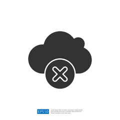 A cloud symbol with a cross, indicating a failure or error related to cloud services.