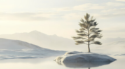 The symbolism of a lone pine tree in a desolate landscape ai_generated. Lone Pine Tree. Illustration