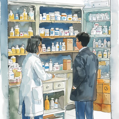 Close Consultation in Compact Clinic Space: Doctor and Patient Amidst Packed Medical Supplies, Stress-Induced Urgent Exchange.