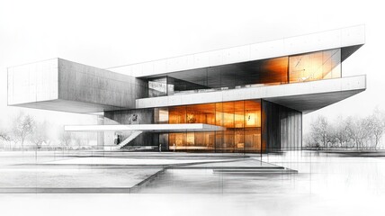 Modern architectural design featuring bold geometric shapes.