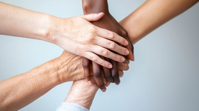 A group of people holding hands in a circle