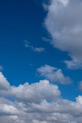 white clouds in the blue sky. cumulus.