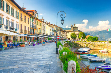 Promenade of Cannobio on Lake Maggiore (Lago Maggiore), Piedmont, Italy
