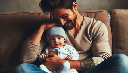 A loving parent smiles with their baby, capturing the joy of family and togetherness