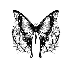 butterfly with tiger head illustration