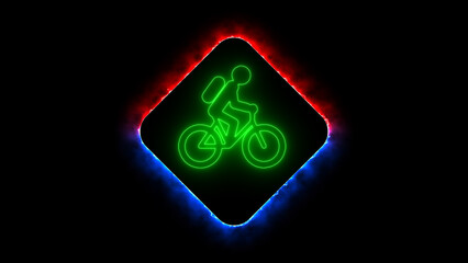 Glowing Man on bicycle icon. Concept of cycling. Bicycle icons .